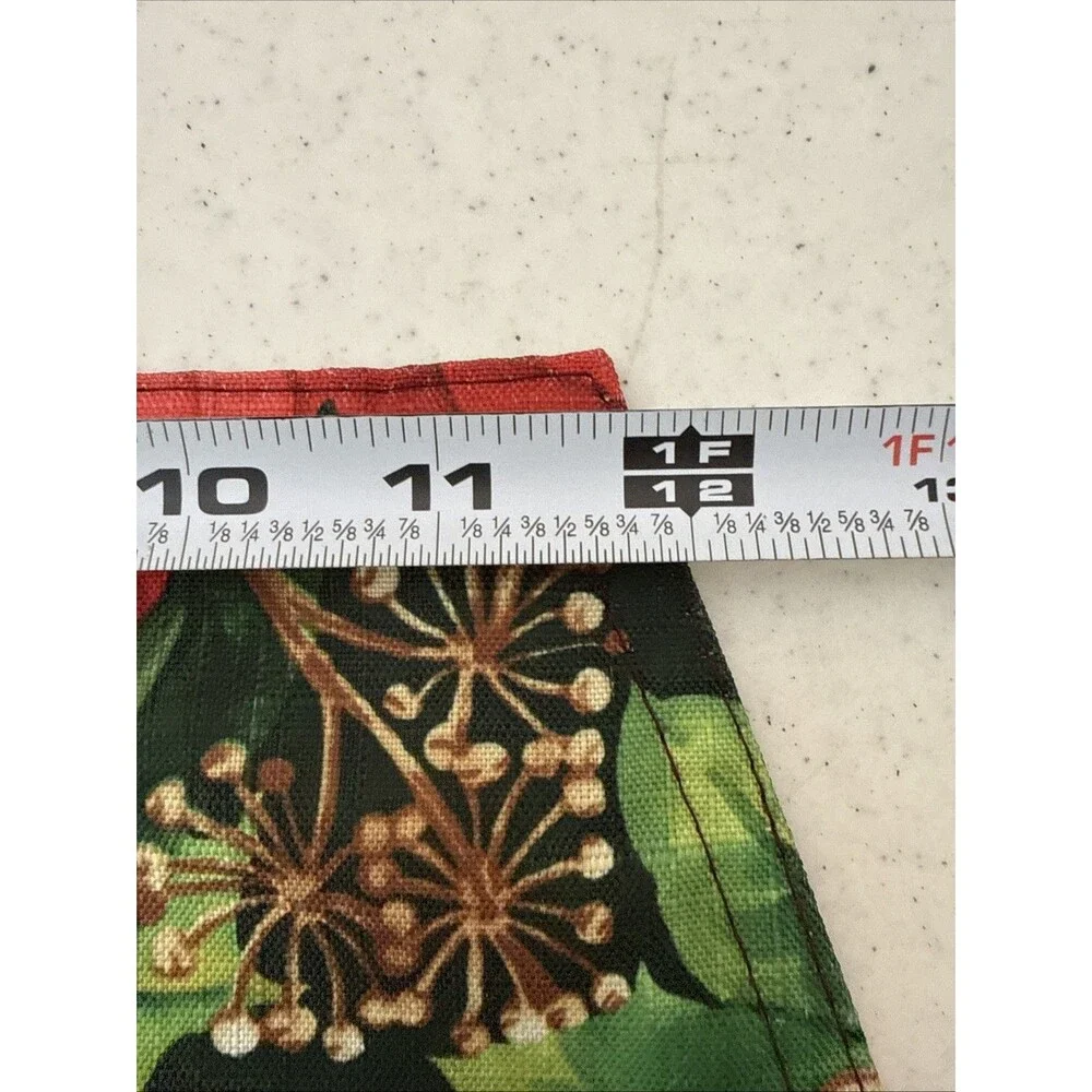 Vintage 6 Piece Handmade Cloth Christmas Poinsettia Print Placemat Set & Center